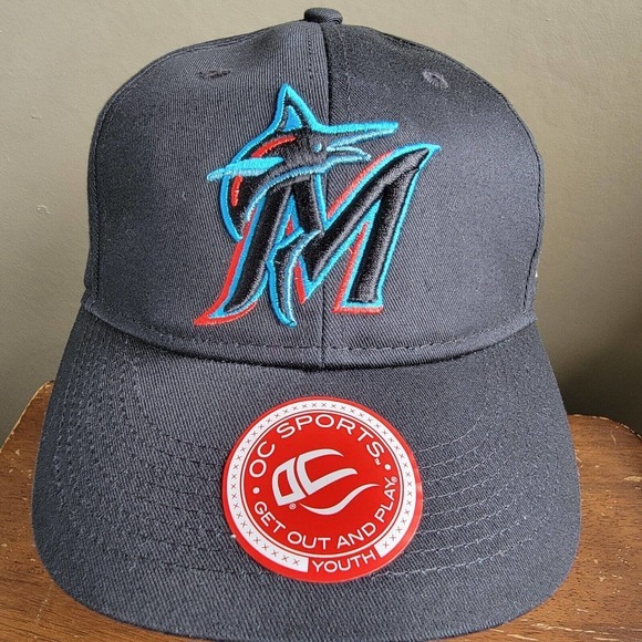 Miami Marlins Hat MLB YOUTH SIZE Adjustable Strap Black Cap Hat NWOT - Picture 2 of 9